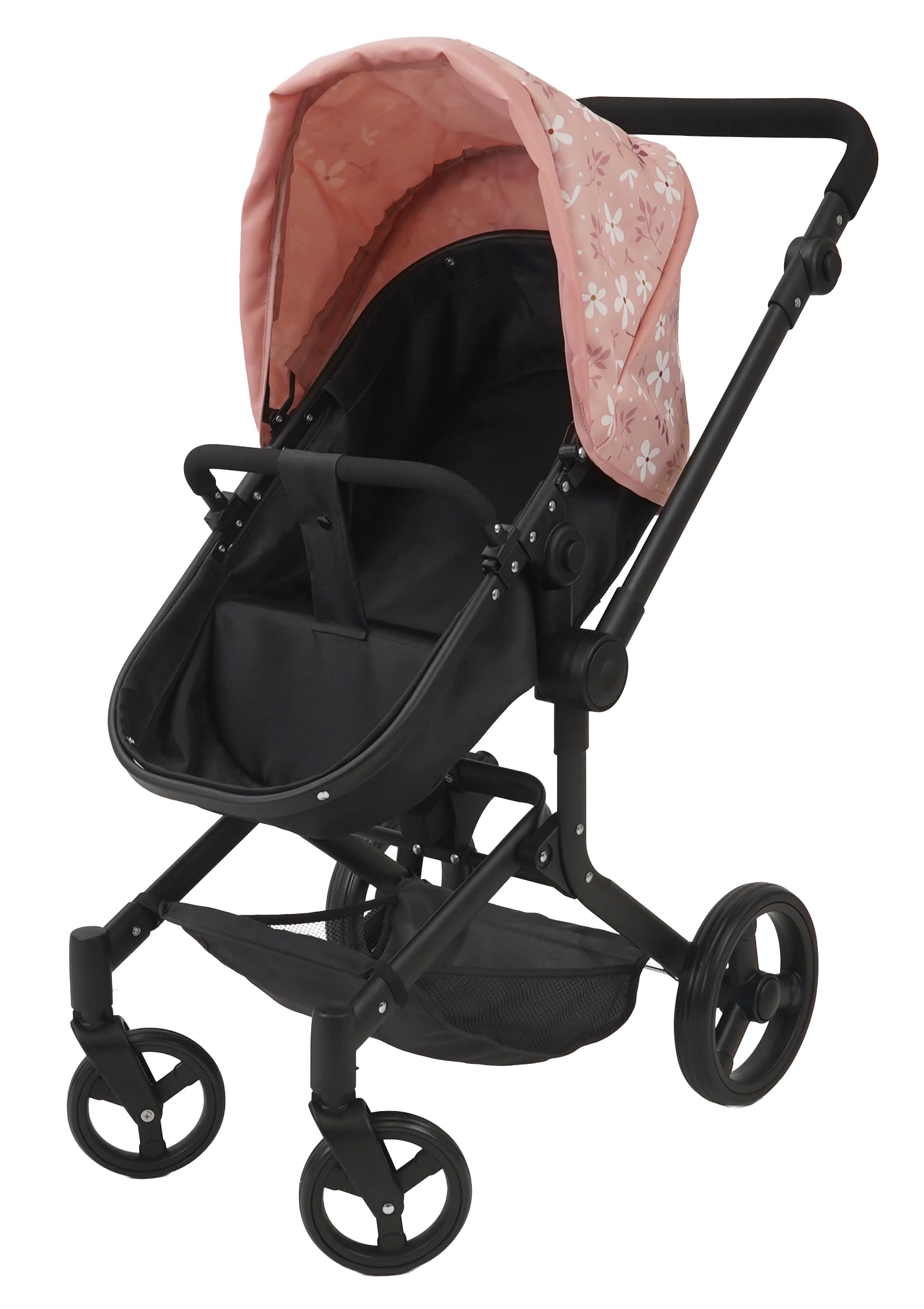 MOLTO - Poussette pour poupées 2 en 1, Convertible en Poussette de Promenade avec nacelle Amovible, Guidon réglable et réversible, Capote, Sac et Panier, pour poupées jusqu'à 53 cm à partir de 3 Ans
