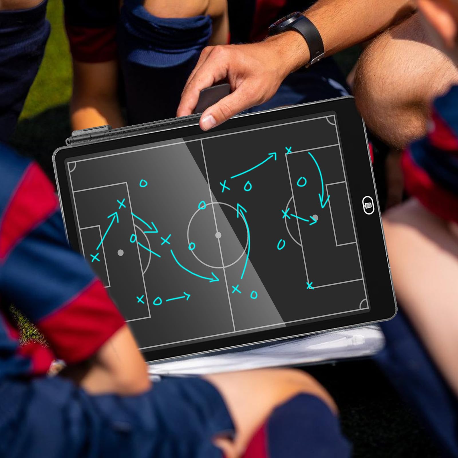 Pizarra táctica LCD Elctronic: pizarra táctico de fútbol con bolígrafo Tacical, 16 pulgadas Erasable Drawing Board para guías y herramientas de entrenamiento