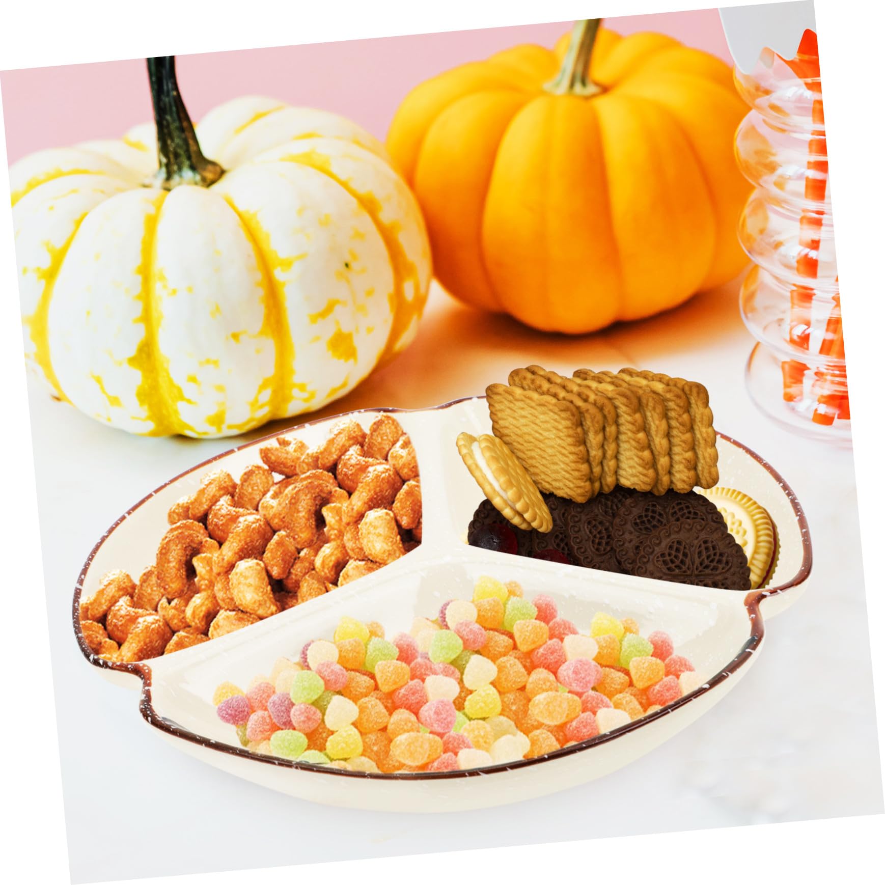 Assiette Divisée Céramique Plateau Multi-compartiments pour Snacks et Fruits Plateau Portion Contrôle pour Usage Domestique et Hôtelier Surface Lisse