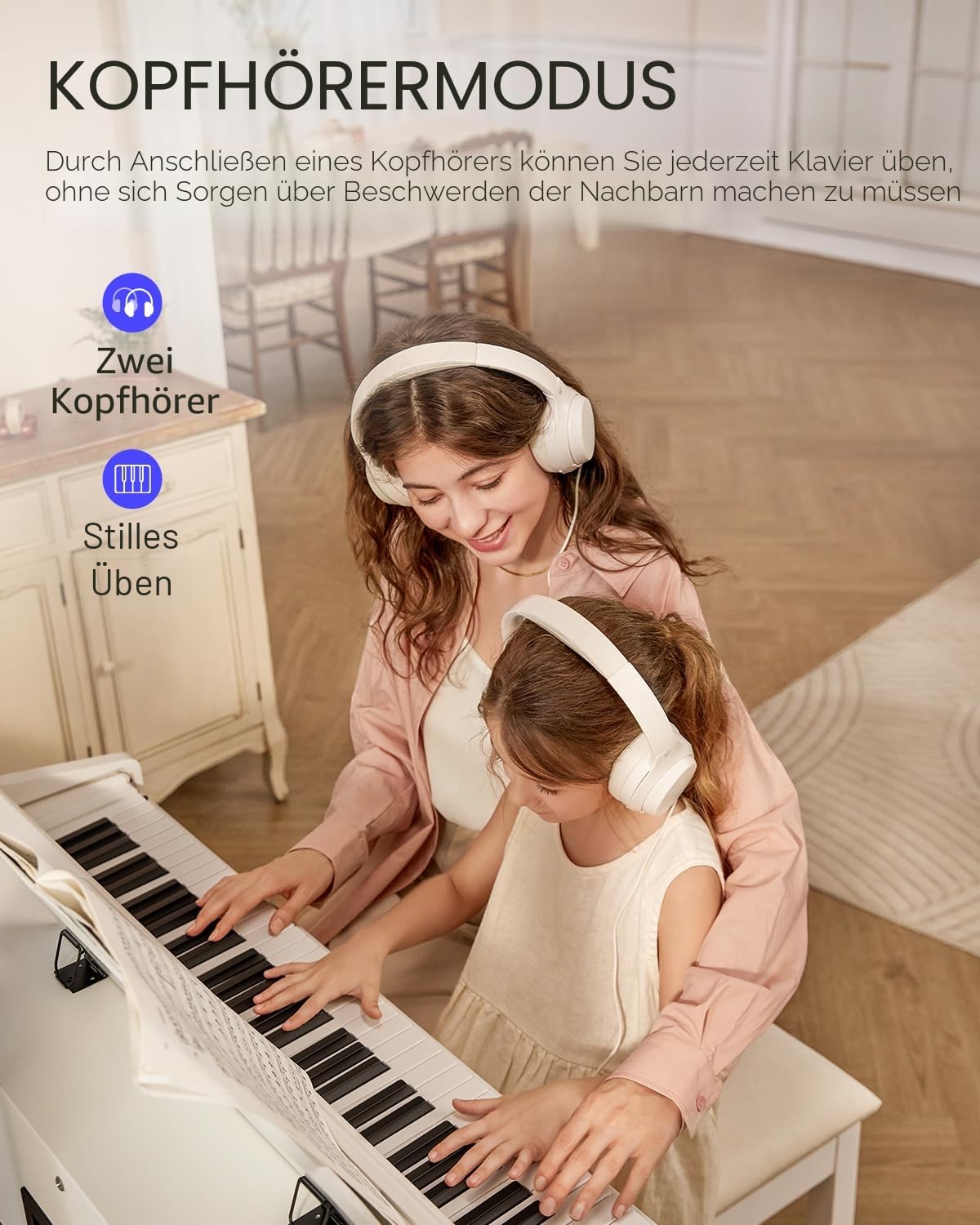 Donner Digitalpiano 88 Tasten Gewichtet DDP-100, Anfänger Keyboard Piano Bundle mit Möbelständer, Netzadapter, Weiß