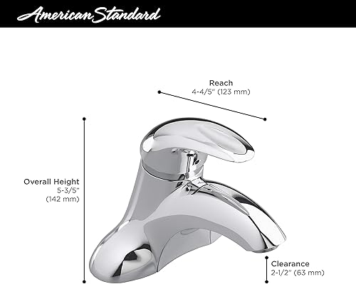 Miniatura 7 de American Standard 7385000.002 Reliant 4 Grifo de baño central de 1 manija de 4 pulgadas, 1.2 GPM, cromo pulido