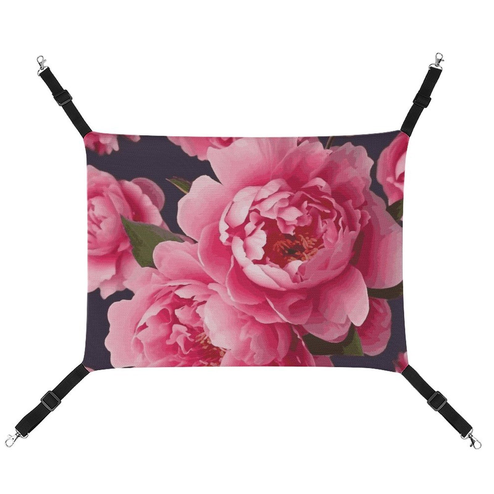 Hamac pour chatons et furets suspendu tissu doux motif fleurs pivoine lit réglable