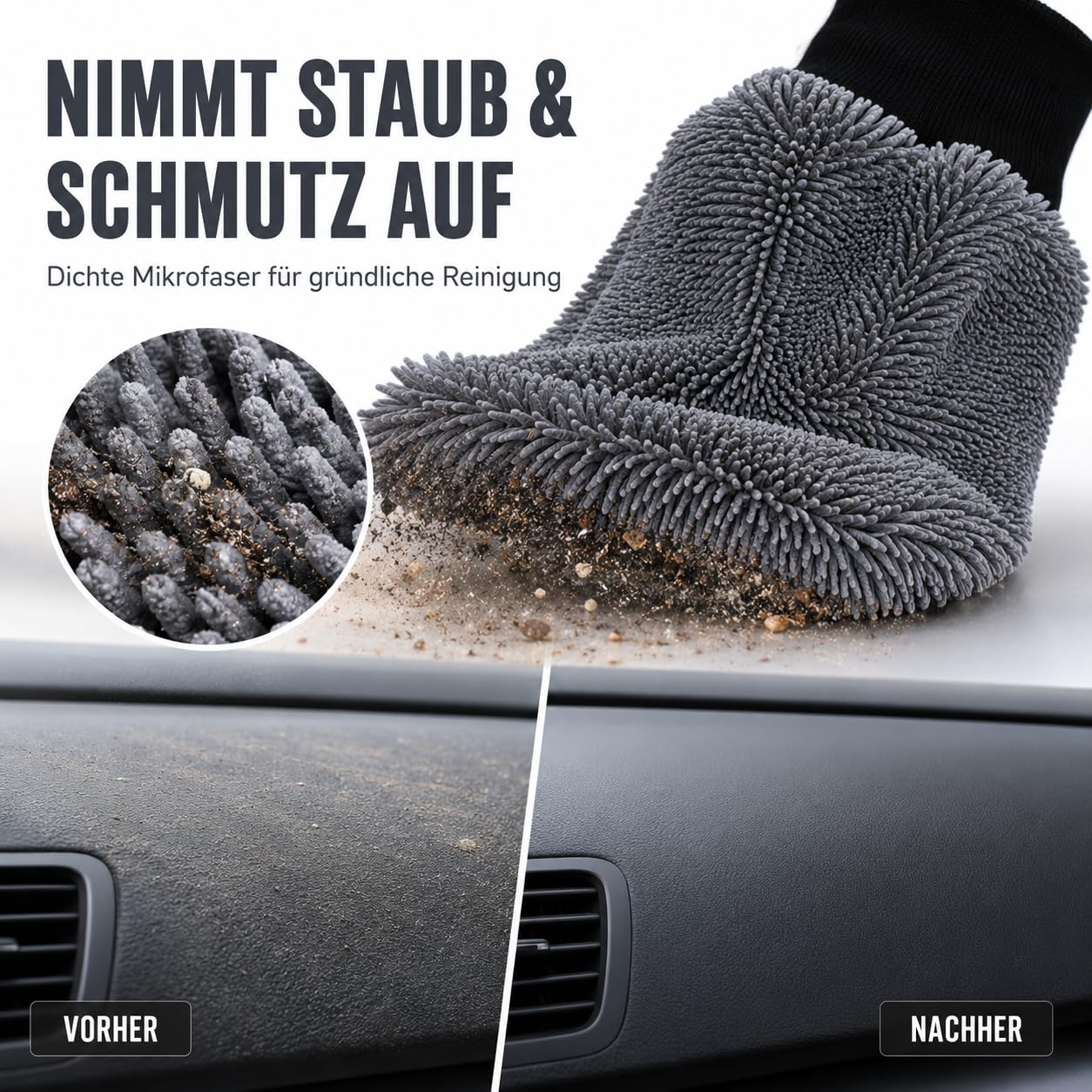 AONEGOLD Schrubbi Reinigungshandschuhe Mikrofaser, Waschhandschuhe für Auto, Haushalt, Küche & Bad, weiche Reinigungshandschuhe mit hoher Wasseraufnahme, geeignet für Lack, Glas und Fliesen (3 Stück)