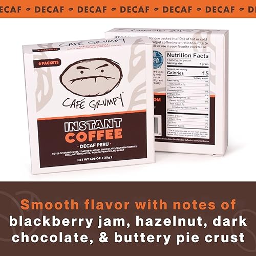 Miniatura 2 de Café Grumpy - Café instantáneo de una sola porción - Descafeinado procesado con agua suiza - Tostado medio - Sabor a granos arábica molidos frescos