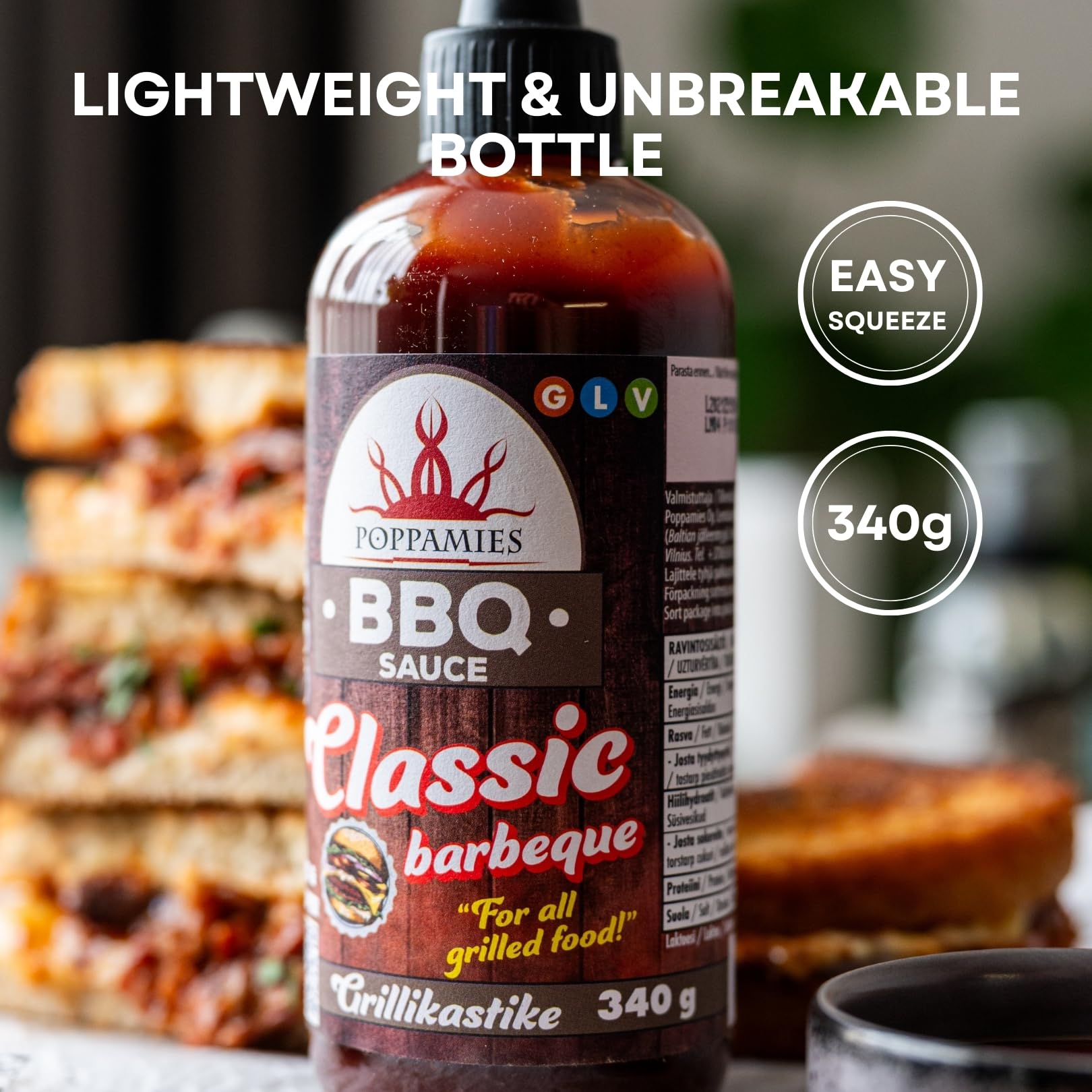Salsa BBQ Poppamies Classic Barbeque – Sabor Tradicional y Versátil, Perfecta para Carne, Pollo y Verduras – Sin Gluten, Vegana – 340g — view 6