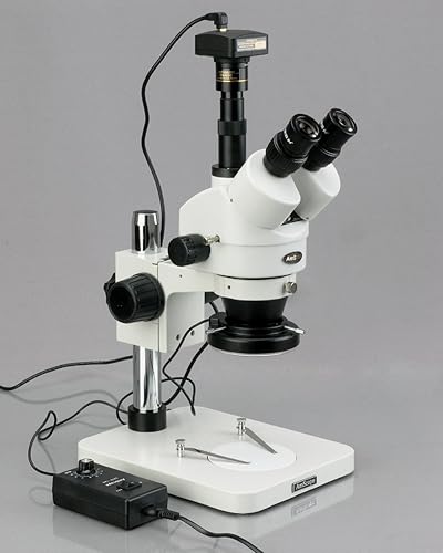 Miniatura 4 de AmScope SM-1TSZ-144-M Microscopio Digital Profesional Trinocular Estéreo Zoom, WH10x Oculares, Aumento 3.5X-90X, Objetivo de Zoom 0.7X-4.5X, Anillo