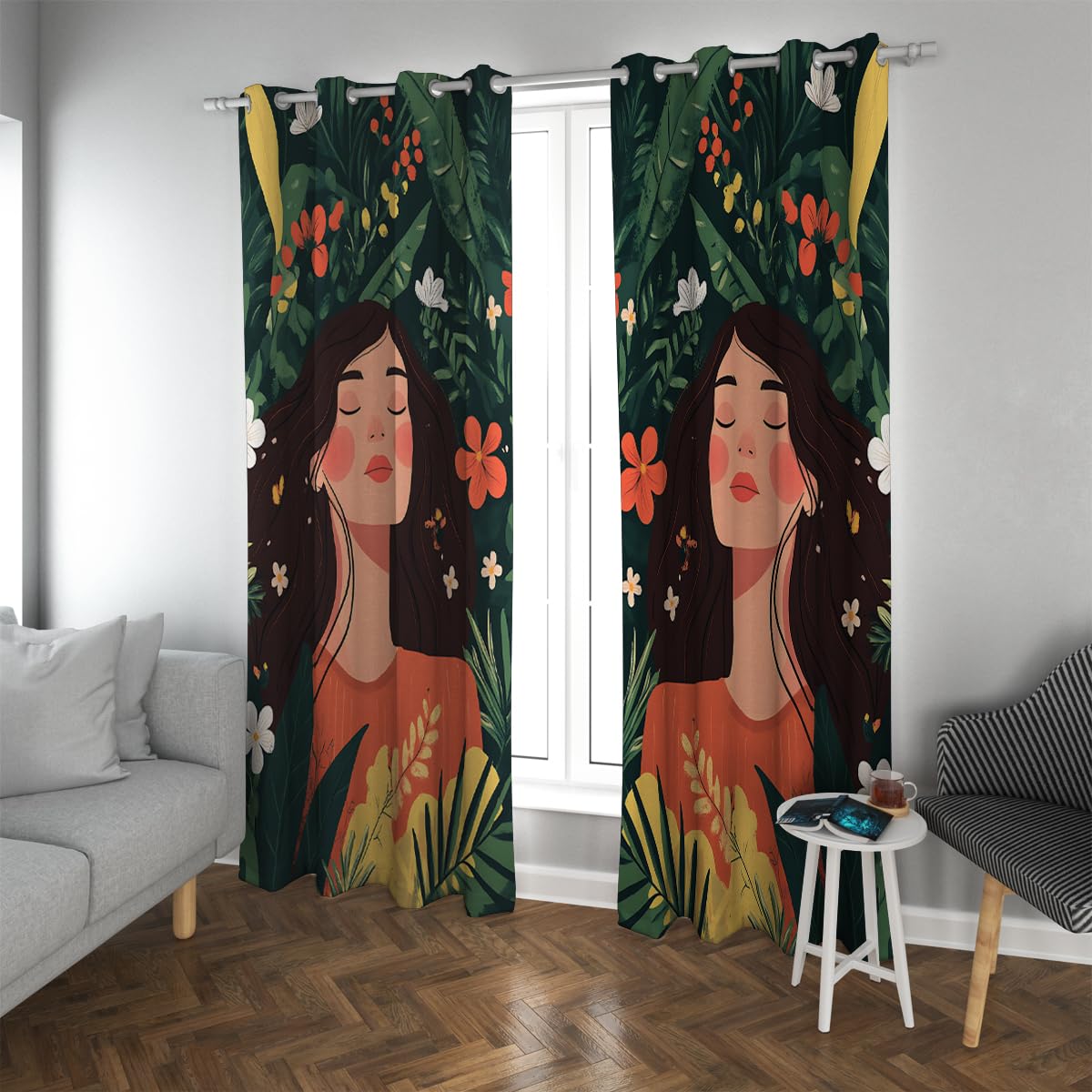 Rideaux de salon style bohème jungle pour une intimité préservée