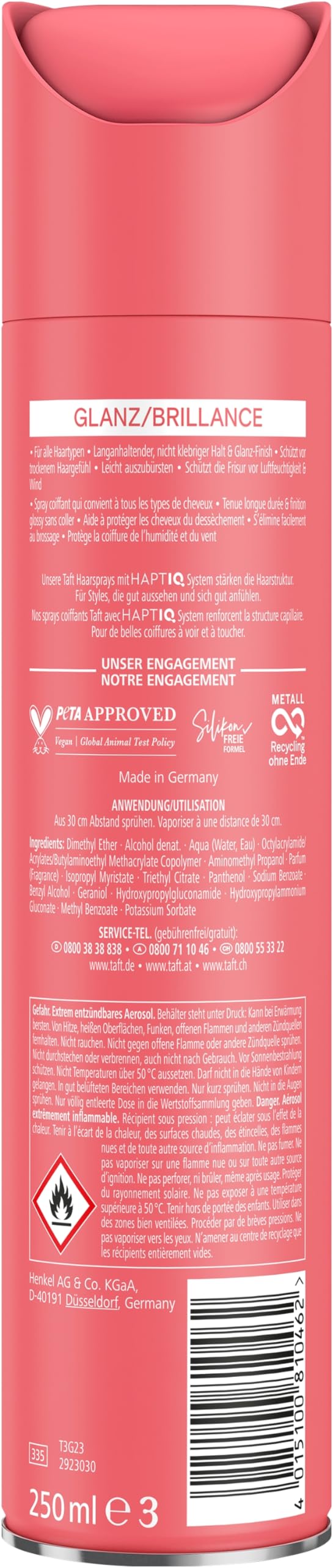 Schwarzkopf Taft Haarspray Glanz (12x 250 ml), Haltegrad 4 Haarstyling, Haarspray für alle Haartypen, strahlender Glanz und Gloss Finish, vegane Formel*