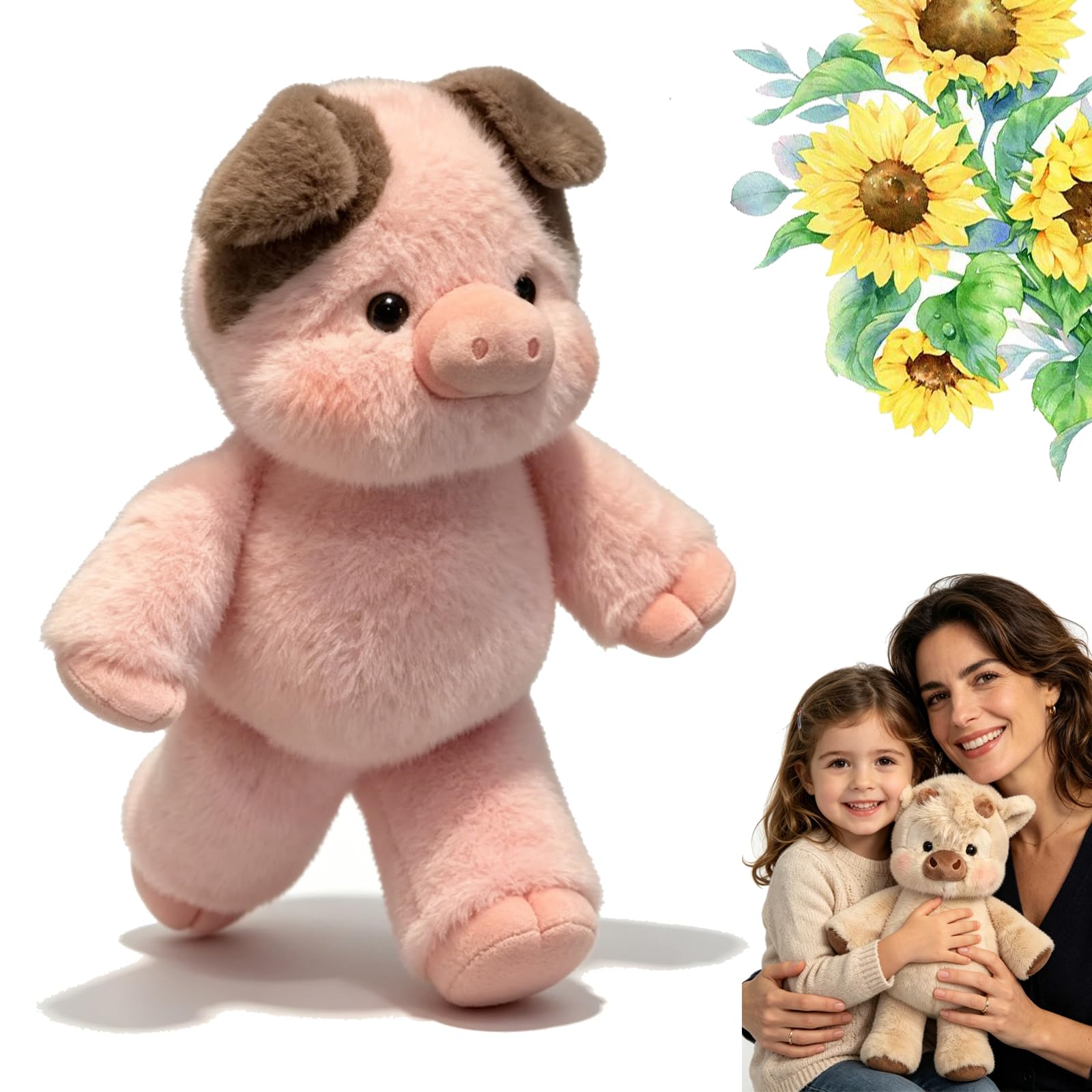GXHNB Running Cow Plush 45/60cm, Running Plush for Stress Relief and Emotional Support, Cute Running Sheep Cuddly Toy Stuffed Animal Home Decor for Girls, Boys, Men and Women (Cochon-rose 2,60cm)