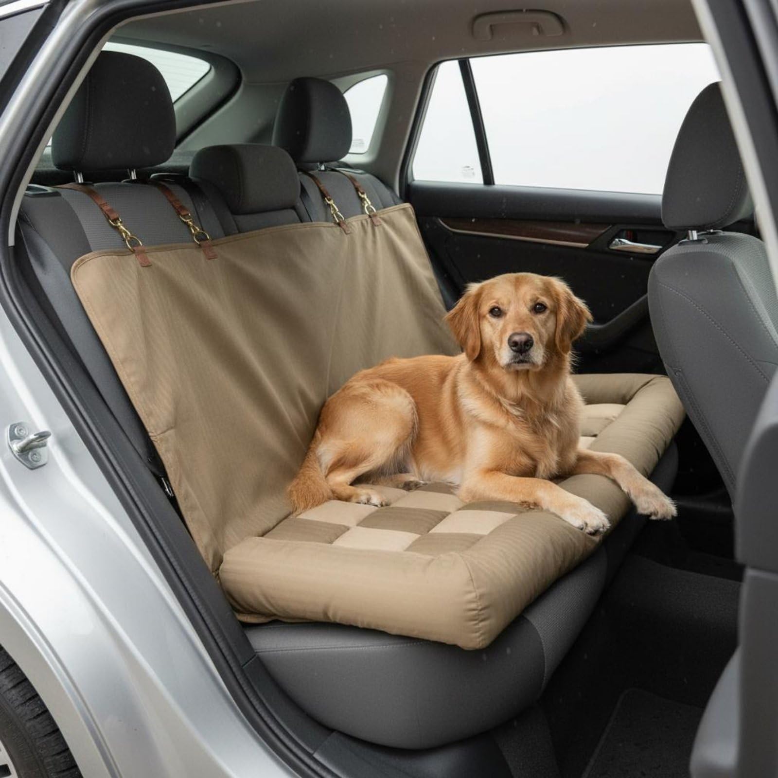 Hamaca Asiento Trasero Mascotas Fácil Limpieza Cama Coche Mascotas Resistente Al Desgaste Alfombra Viaje Perros para Salidas Largas, Púrpura, Asiento Trasero De Coche 124CM