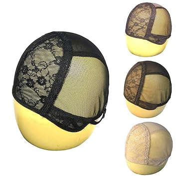 Doubel Swiss Lace Wig Cap for Making Wigs with Adjustable Straps on the Back Glueless Hairnets (Small(21.5inch), Black)