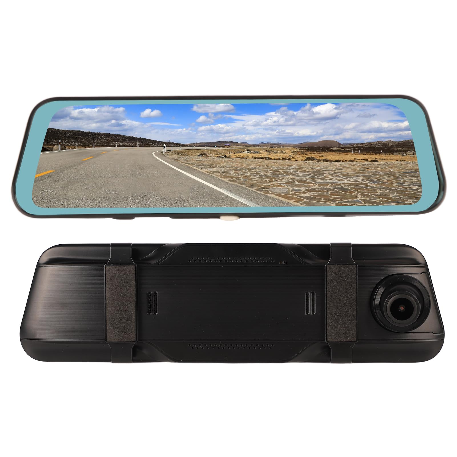 Cryfokt 10in Mirror Dash Cam Backup Camera, Touch Car DVR Rear View Mirror Video Recroder, 2.5D Curved Screen, Night Vision, Parking Assistance, Dual High Definition Recording