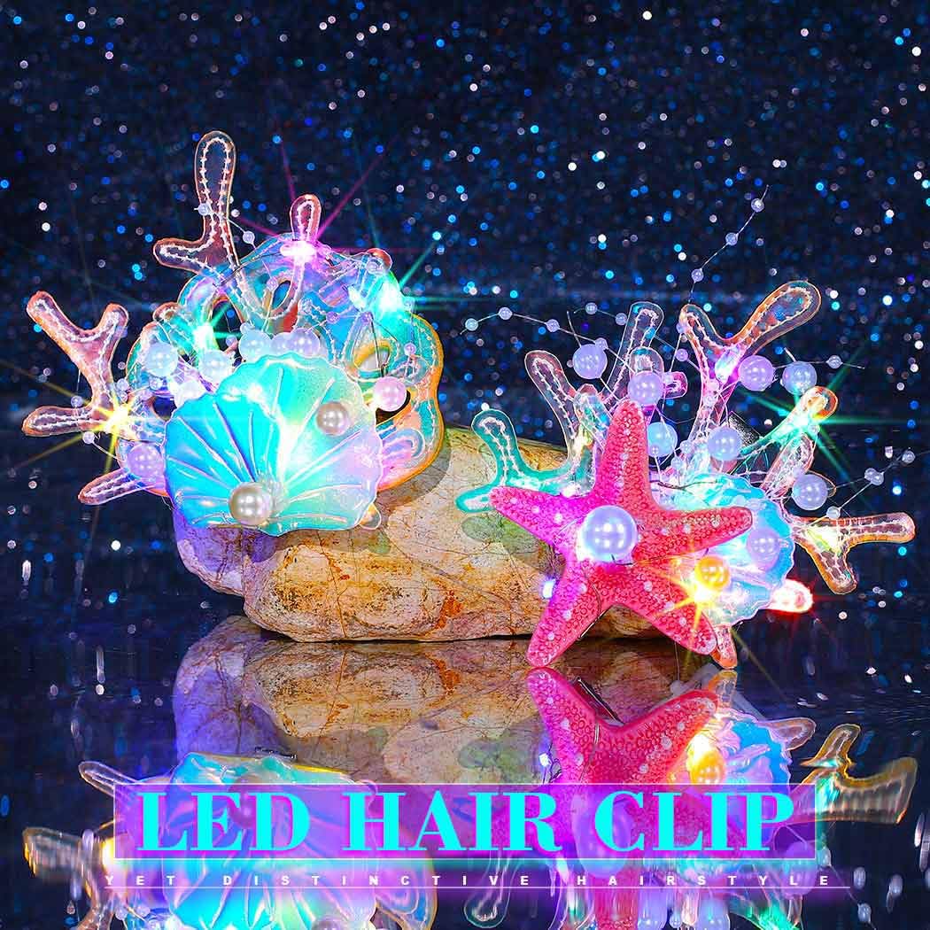 JEWEKY Light Up Hair Clips Led Mermaid Hair Accessories for Women(Colorful) - Image 3