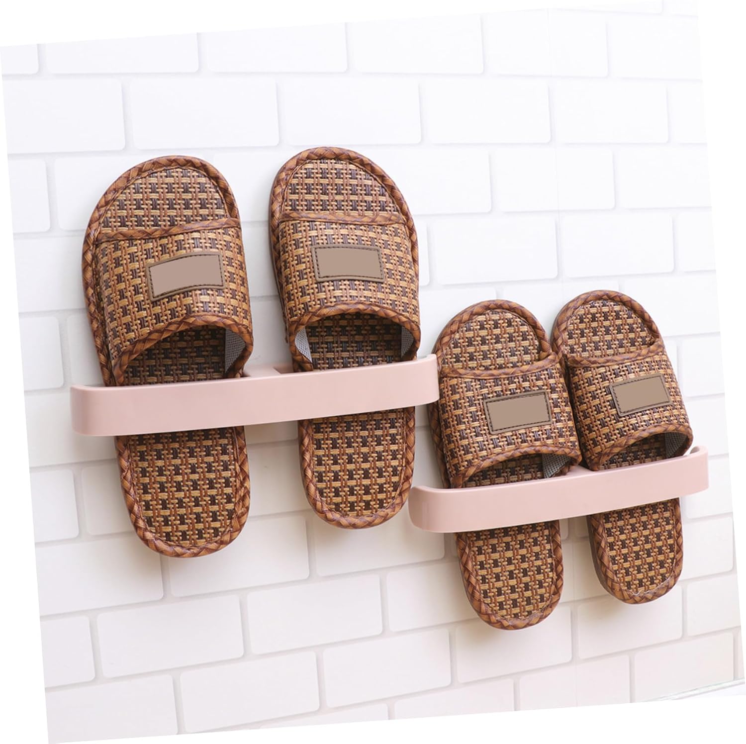 Wall Mounted Slippers Organizer 5Pcs PP Flexible Pink Hanging Rack