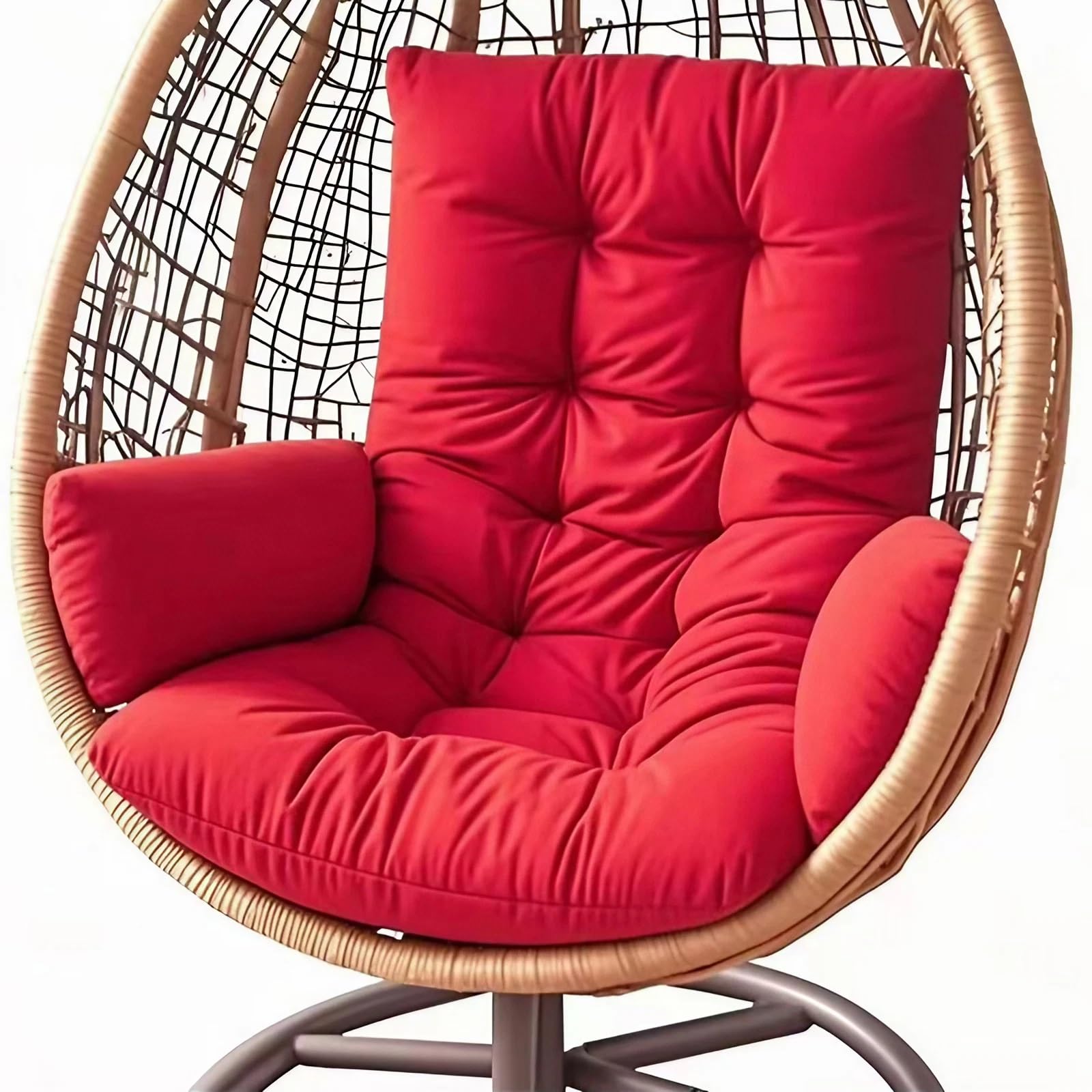 TYYCKJ Egg Chair Cushion, Thickened Polyester Pad for Wicker Swing and Hanging Chairs(Red)