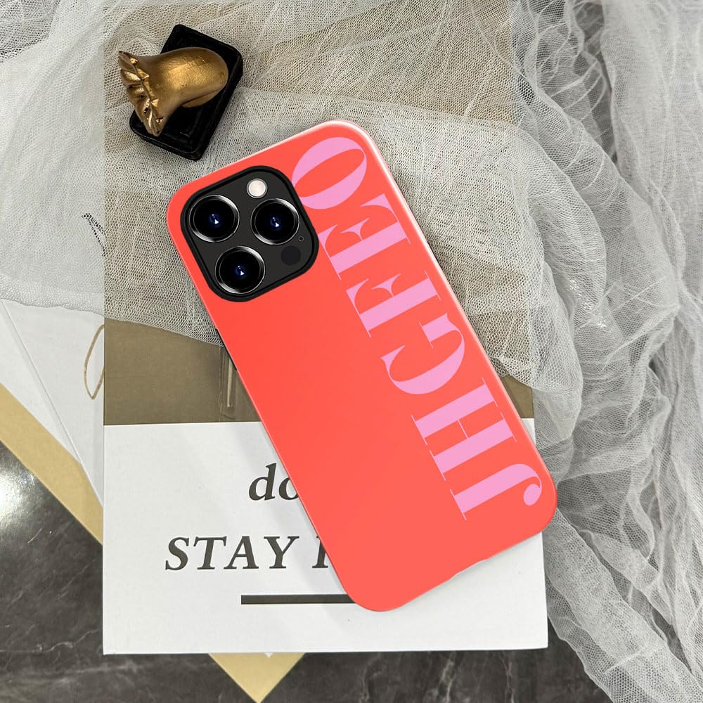 Funda personalizada personalizada con monograma inicial rosa 014 diseño para iPhone 16 Pro Max 15 14 12 13 11 Plus, funda rígida híbrida brillante de 2 capas a prueba de golpes, para niñas y