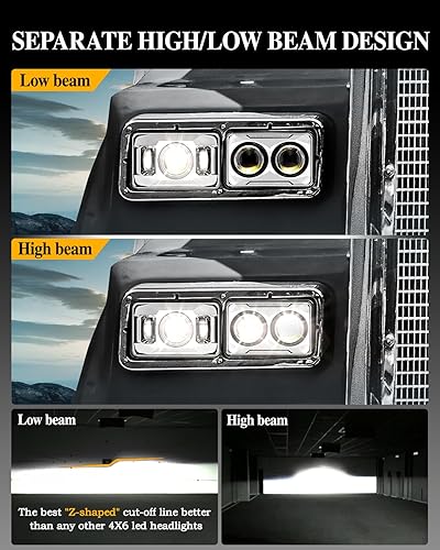 Miniatura 10 de COWONE Faros LED aprobados por DOT de 60 W 4 x 6 pulgadas haz científico Hilo por separado repuesto para Kenworth T800 T600 Peterbilt 379