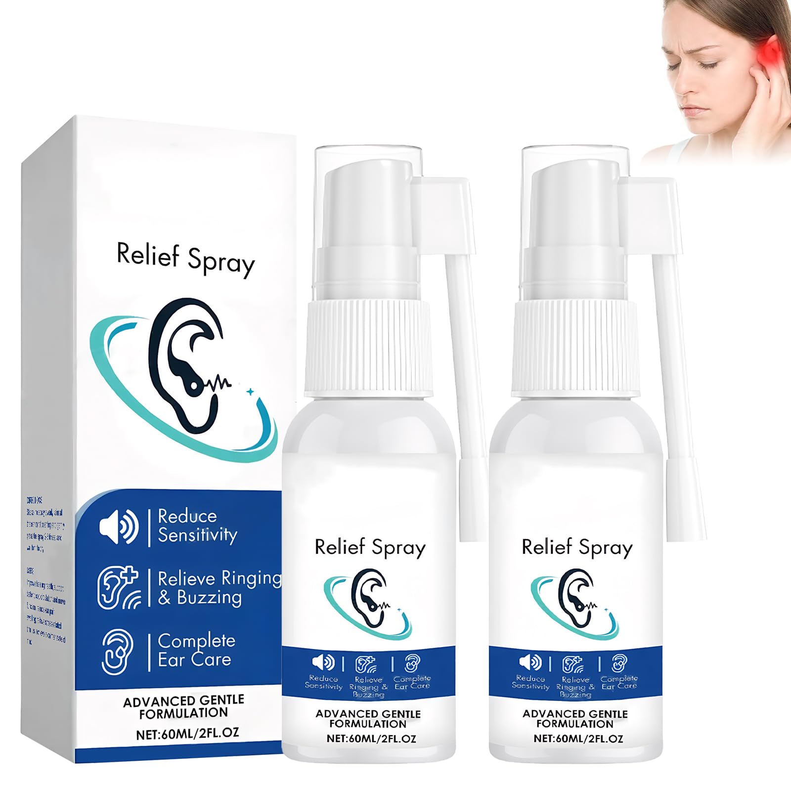 2 Pcs Ohrenschmalz Entferner Spray,60ml Ohrenspray Gegen Ohrenreiniger Ohrenschmalz Spray Sprühentferner,Sanfte Reinigung,Einfache Anwendung,Für Die Tägliche Ohrpflege,Hält Ohren Sauber Und Hygienisch