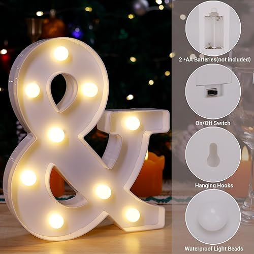 Miniatura 108 de Letrero LED de marquesina, letras iluminadas del alfabeto, letras LED que funcionan con pilas, para luz nocturna, bodas, cumpleaños, fiestas, Letra E