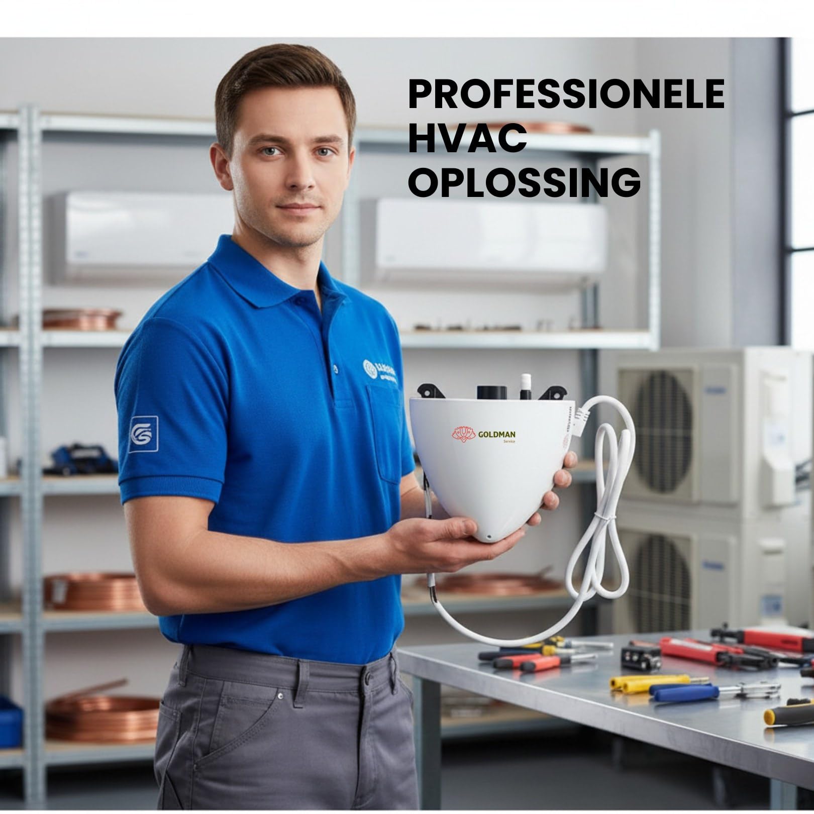 GOLDMAN SERVICE | Bomba de Condensados Aire Acondicionado Mural 20m Elevación | Bomba Desagüe Split Ultra Silenciosa 17dB | Sistema Alarma Integrado | 5W Bajo Consumo