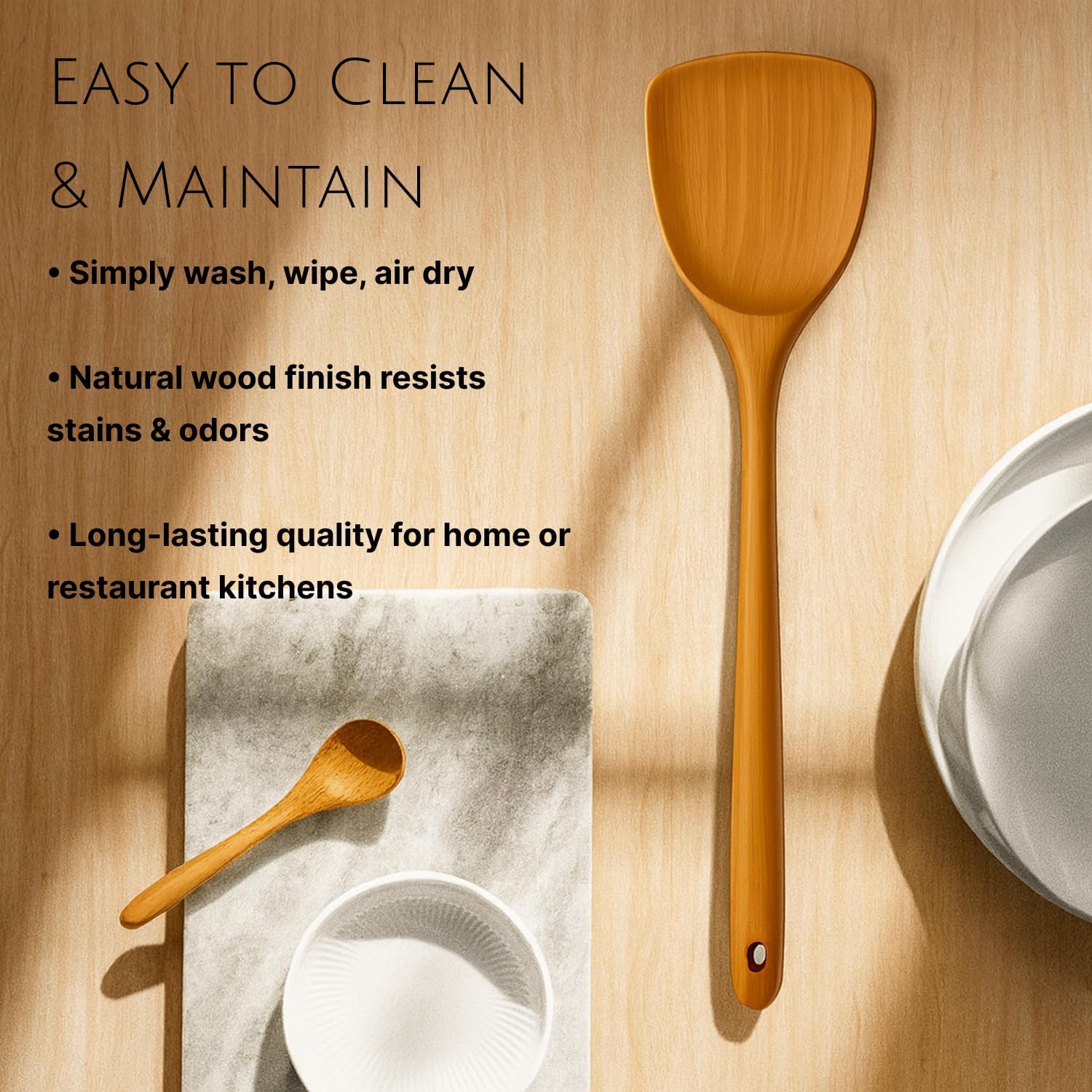 JapanBargain 4080, Wooden Long Cooking Spatula Turner, 14.75-inch - Image 5