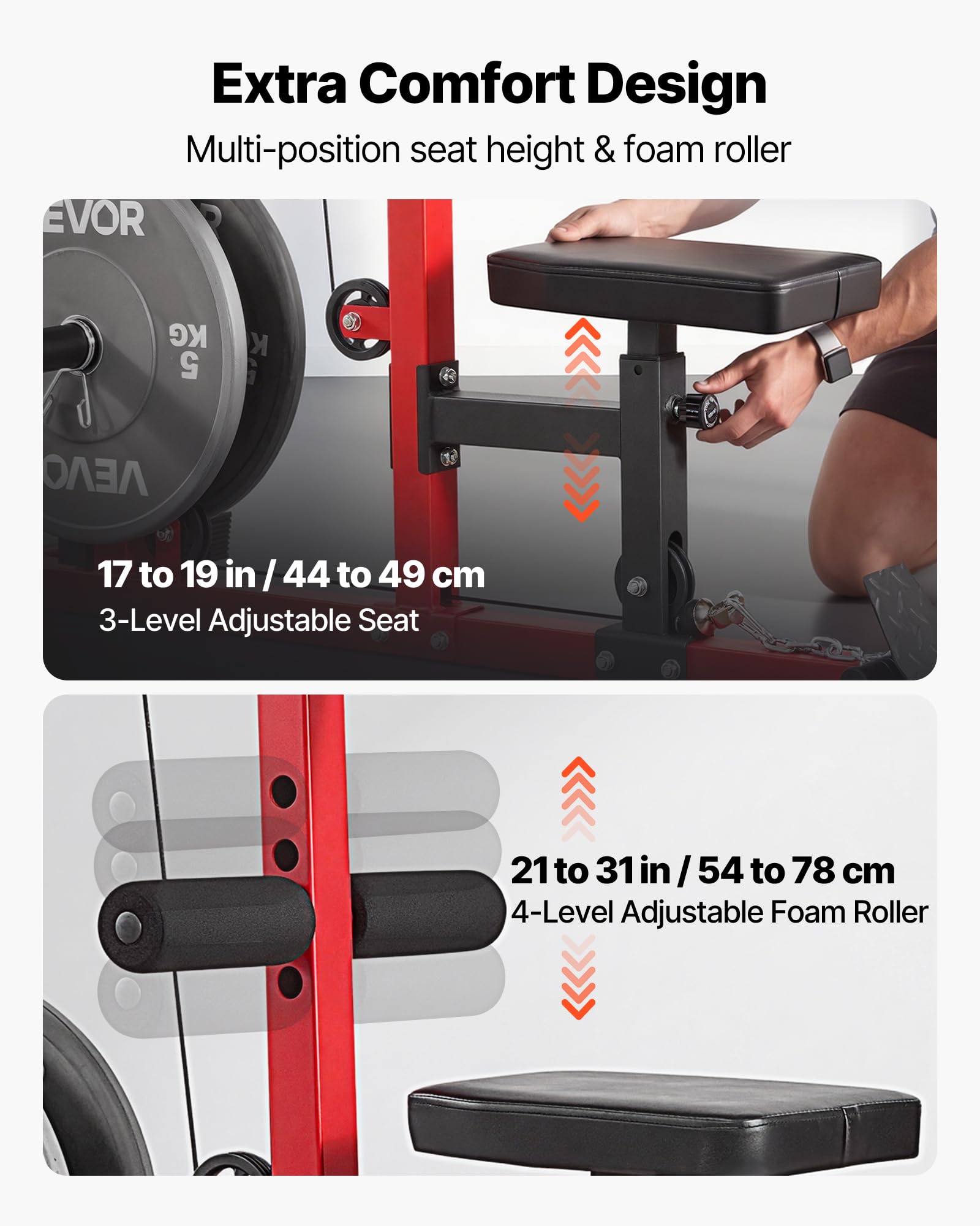 VEVOR Machine à tirer vers le bas, machine à câbles 3 en 1, machine à câble, salle de sport à domicile avec siège réglable à 3 niveaux, rouleau en mousse réglable à 4 niveaux, charge de 400/226,8 kg