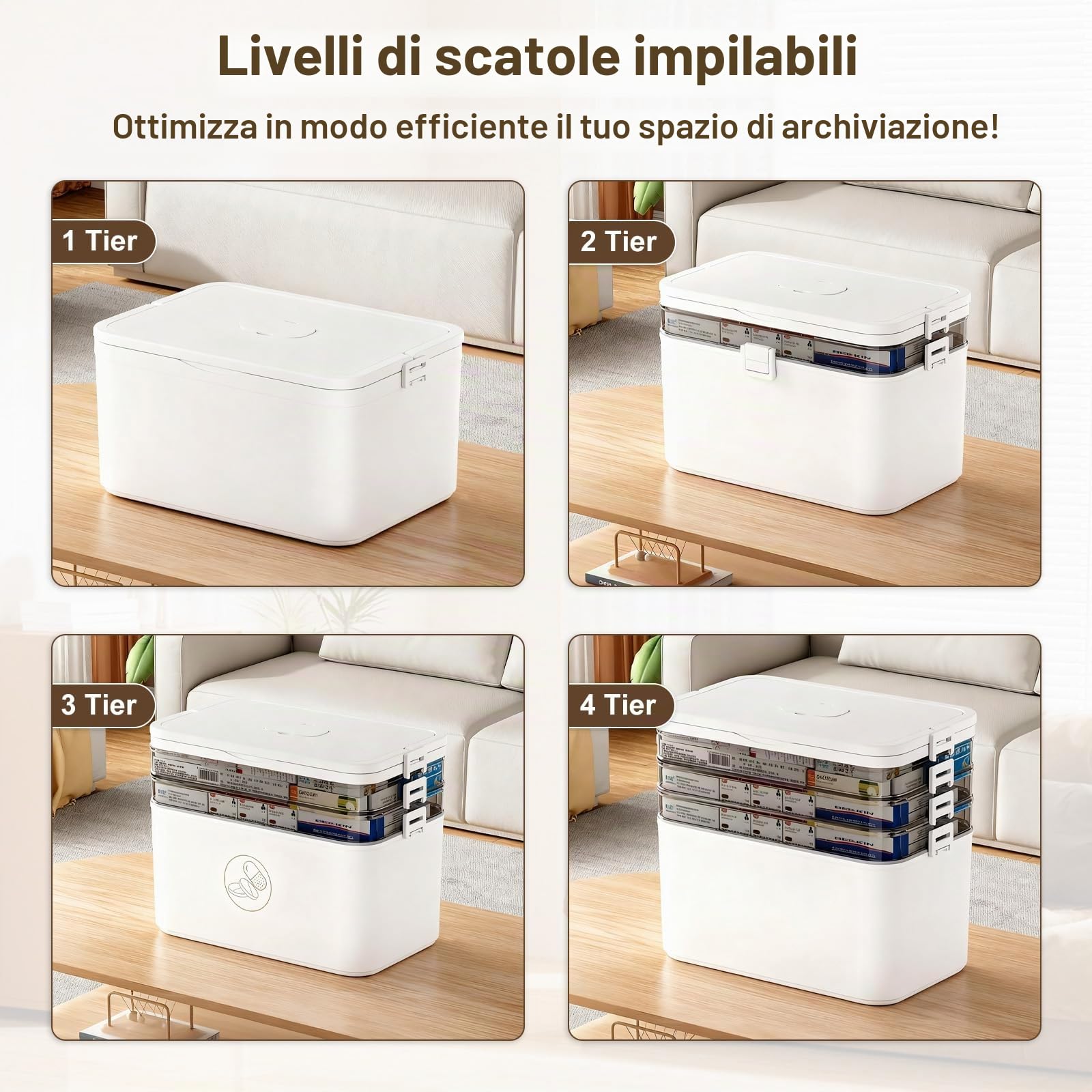 Scatola per Medicinali, 4 Strati Porta Medicinali da Casa Multifunzione Cassetta Medicinali Organizer per Pronto Soccorso, per la Casa, All'Aperto