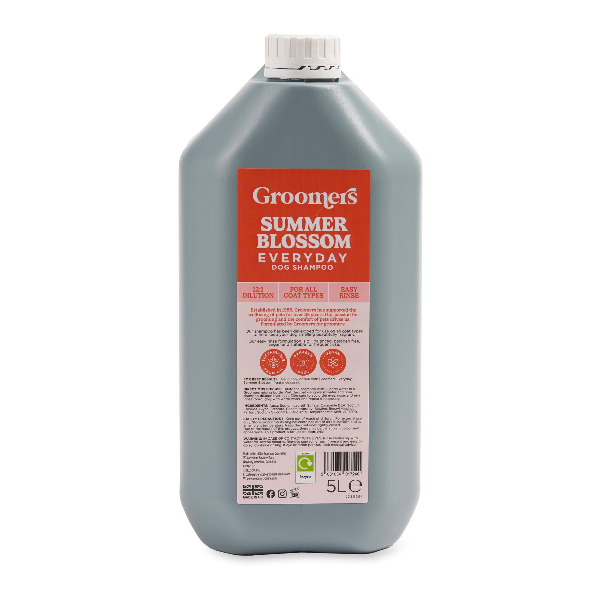 Groomers Everyday Summer Blossom Shampoo | Cleans & Conditions | Professional Dog Grooming Essentials | 5 Litre Concentrate
