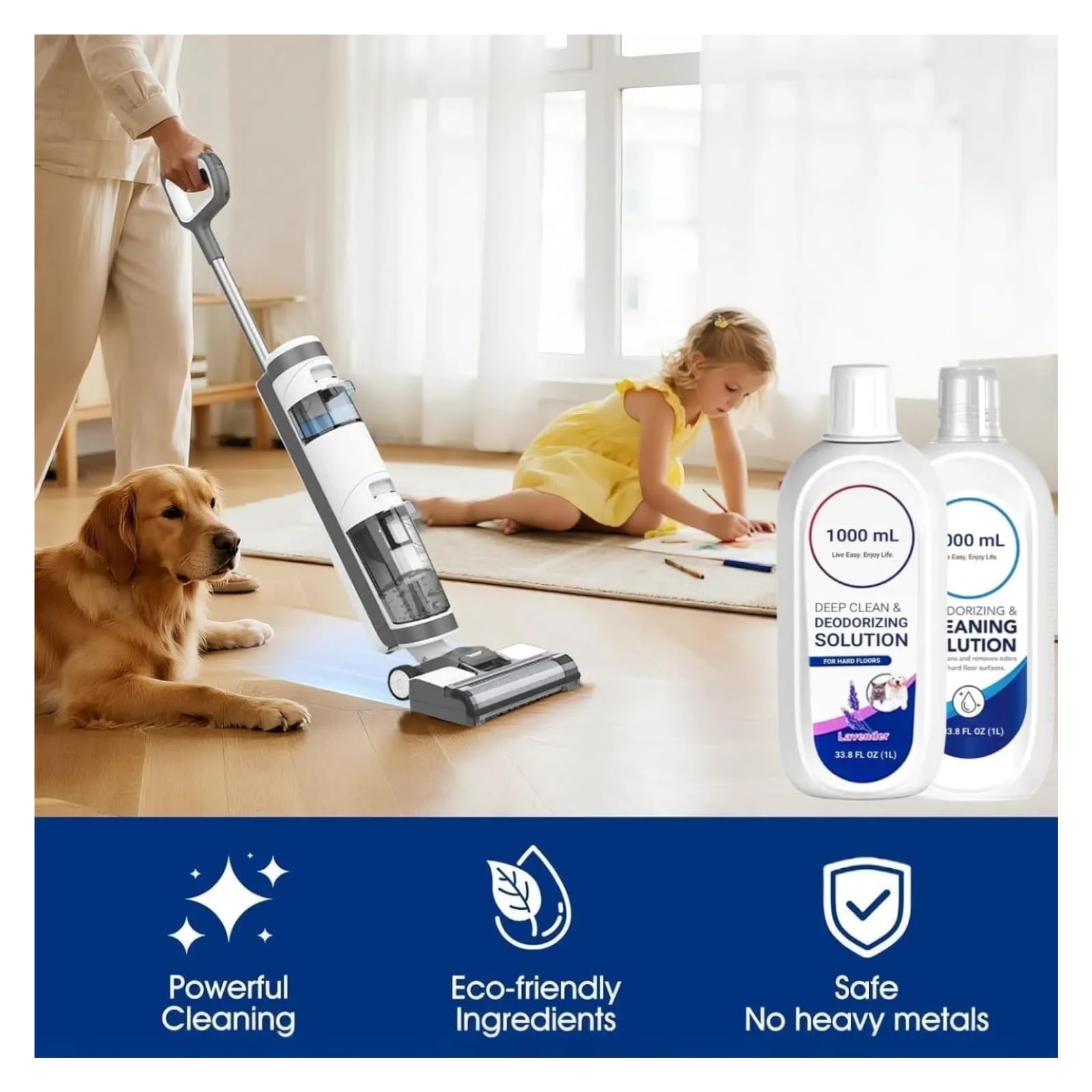 Pack De 2 Soluciones De Limpieza Para Suelos 1L, Recarga De Detergente, Compatible Con Tineco Floor One S7 S6 S5 S3 Todas Las Series Los Aspiradores Húmedo-secos
