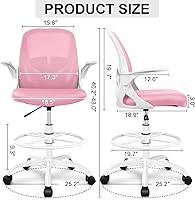 Vista 2 de Primy Silla de Dibujo Silla Alta de Oficina con Reposabrazos Abatibles Silla Ejecutiva Ergonómica de Computadora para Escritorio de Pie con Soporte