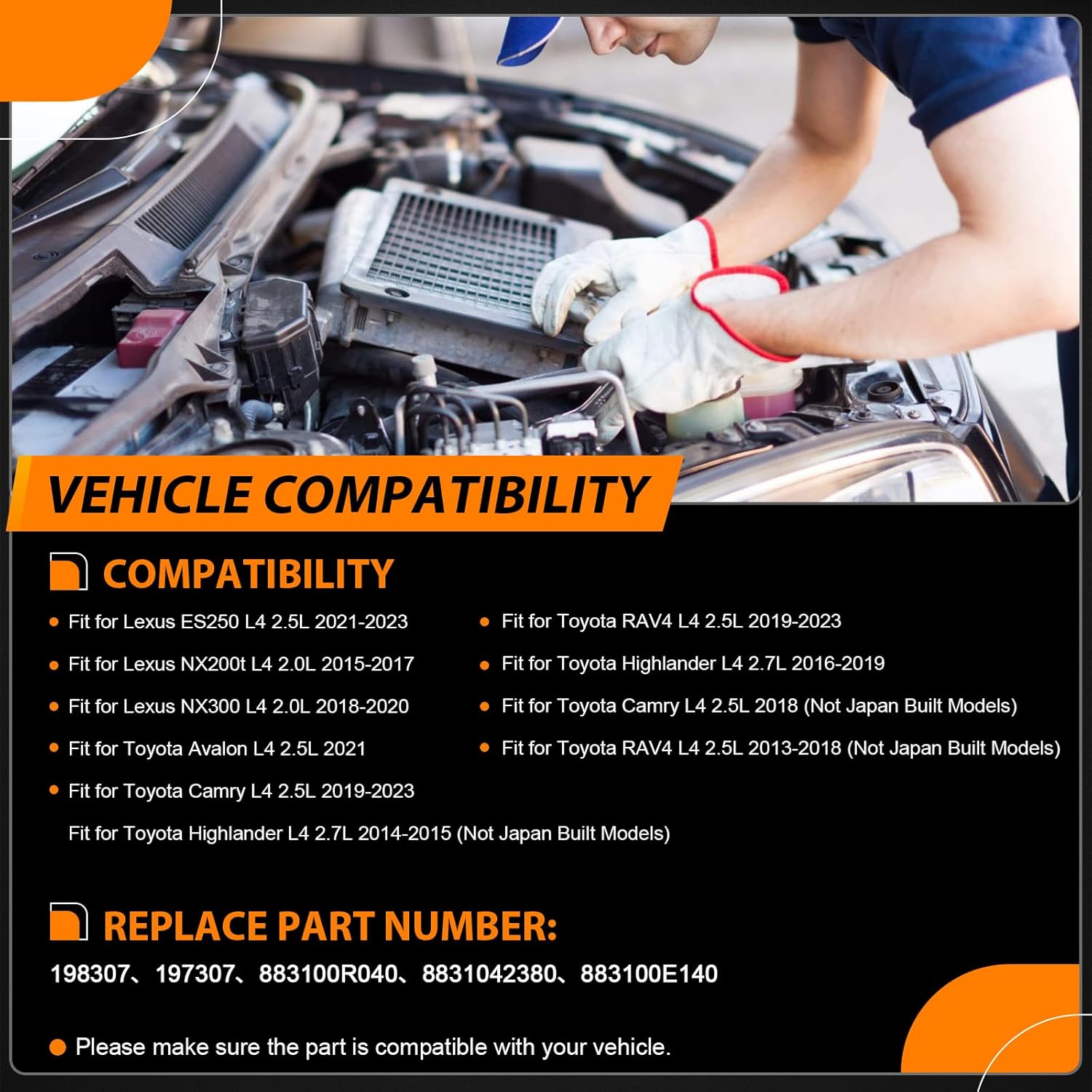 Air Conditioner AC Compressor with Clutch Fit for Lexus ES250 21-23, NX200t 15-17, NX300 18-21, NX300h 2021, RX350 2023, Fit for Toyota Avalon 21, Camry 18-23, Highlander 14-19, RAV4 13-23