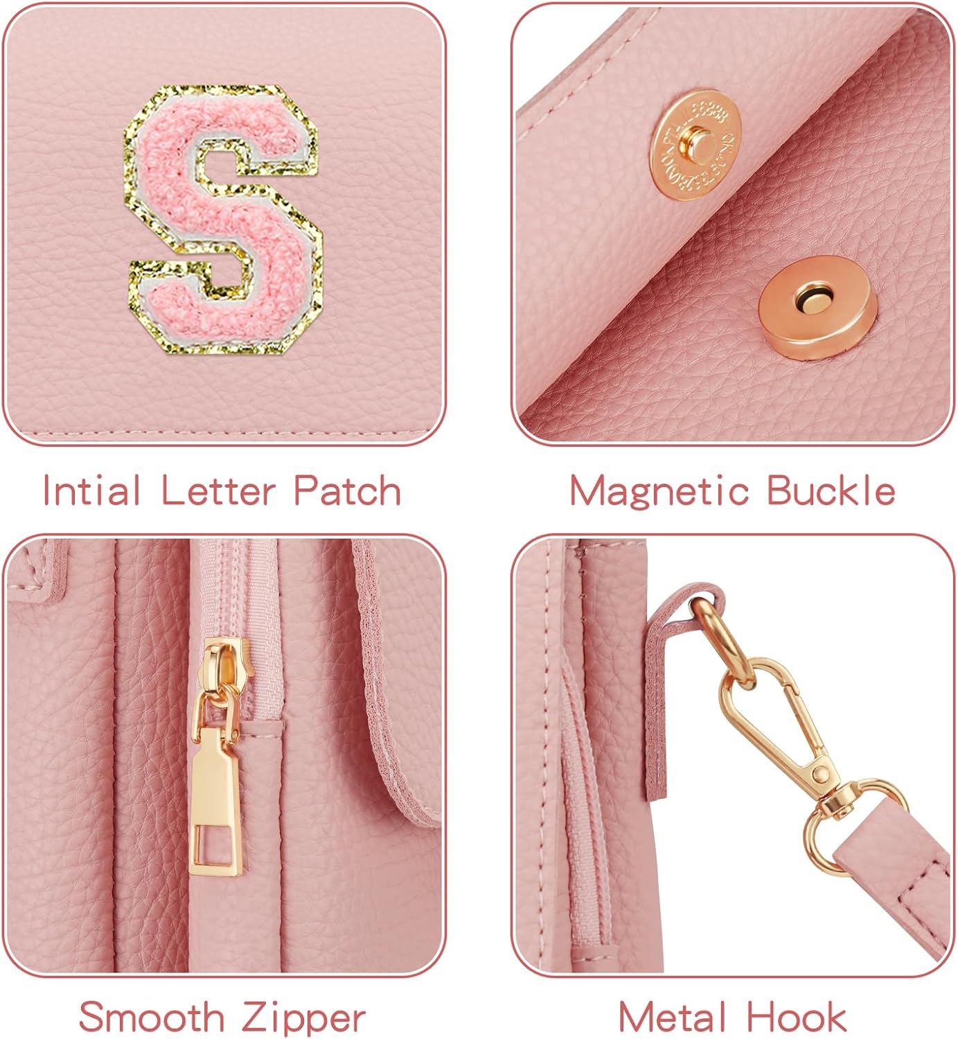 Gift for Girls Small Initial Crossbody Bag for Teens Vegan Leather Cell Phone Kids Purse - Image 4