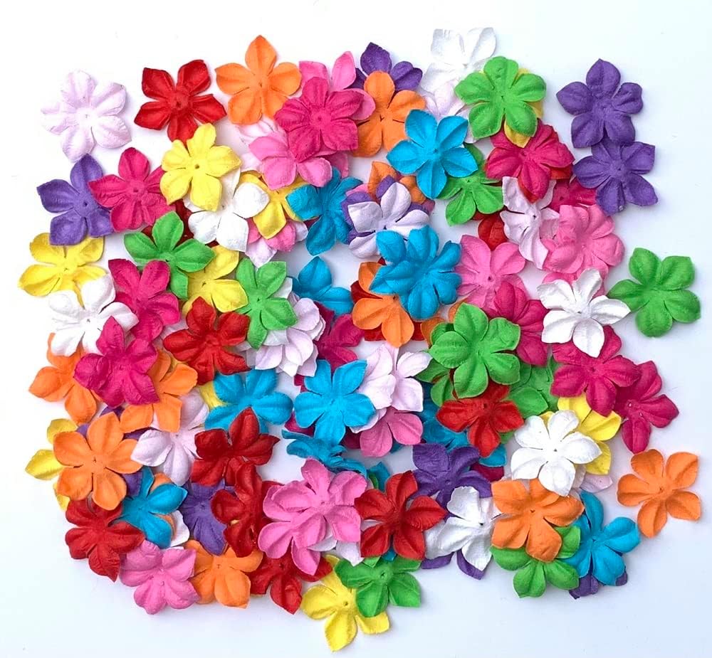Handmade 100 Pcs Mulberry Paper Rose Periwinkle Flowers