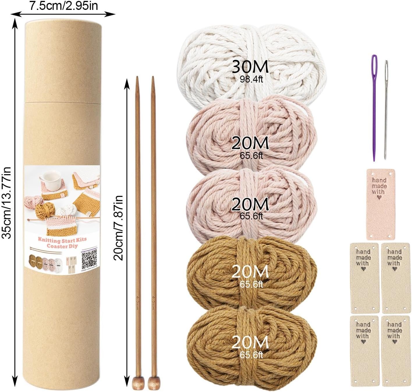 Coasters Crochet Kit Coaster Beginner Crochet Kit Knitting Kit for Beginner Complete Coasters Knitting Crocheting Kit in Bright Color Perfect Knitting Gift Set