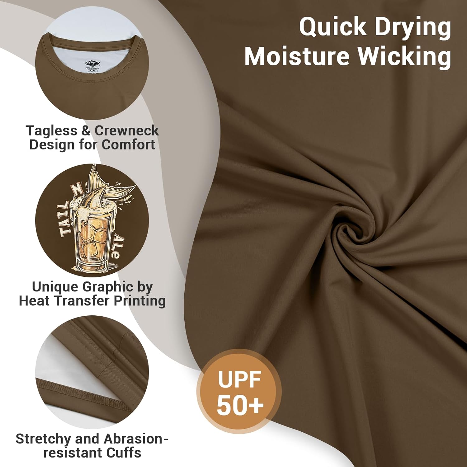 Palmyth Men's Fishing Shirt Short Sleeve T-Shirt Sun Protection UV UPF 50+ Tee - Image 3