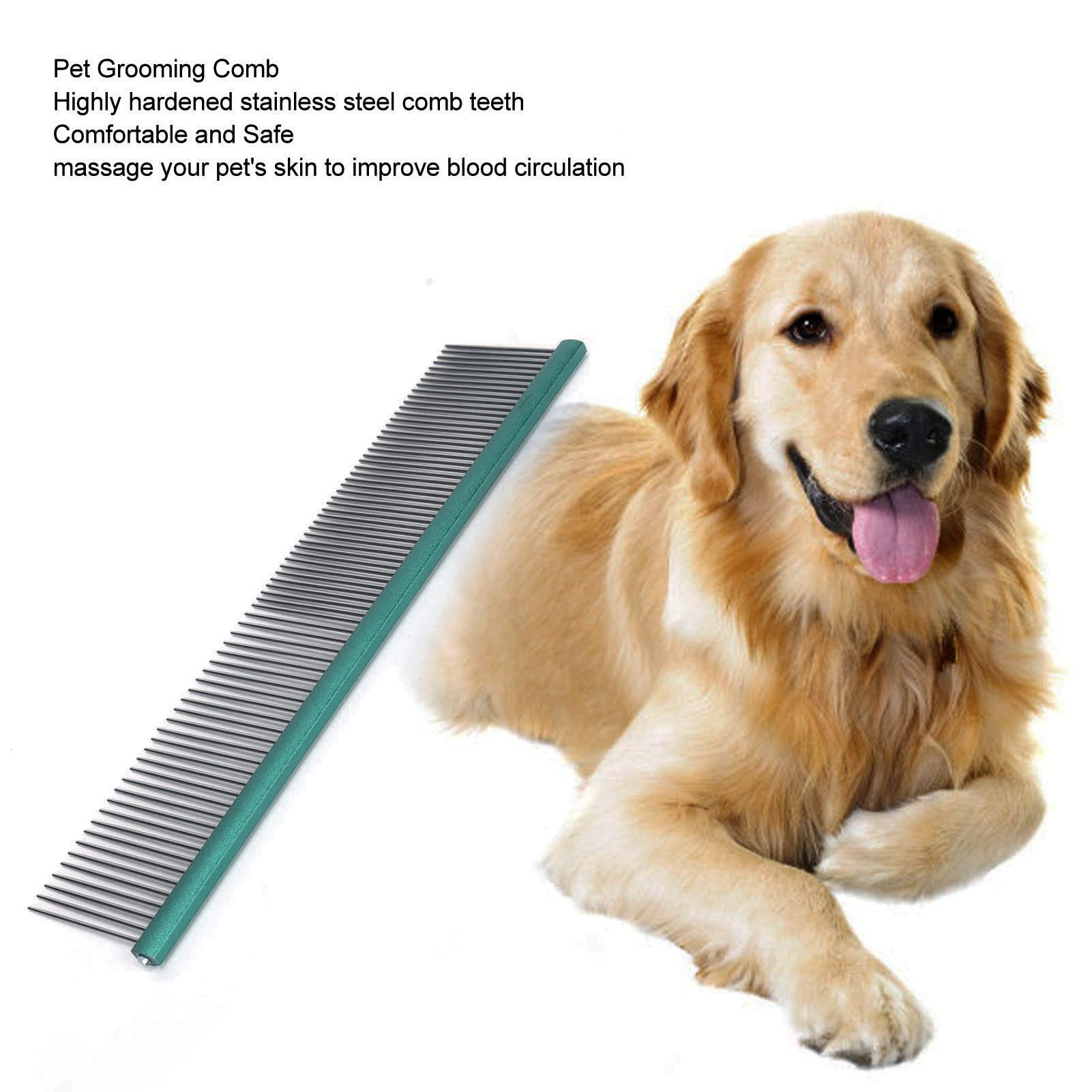 Greyhound Comb for Dogs Metal Comb For Dogs Metal Dog Comb Cat Comb For Removing and Knots Dog Combs with Rounded Ends Grooming Tool For Long Short Haired Dog (Green - Image 4