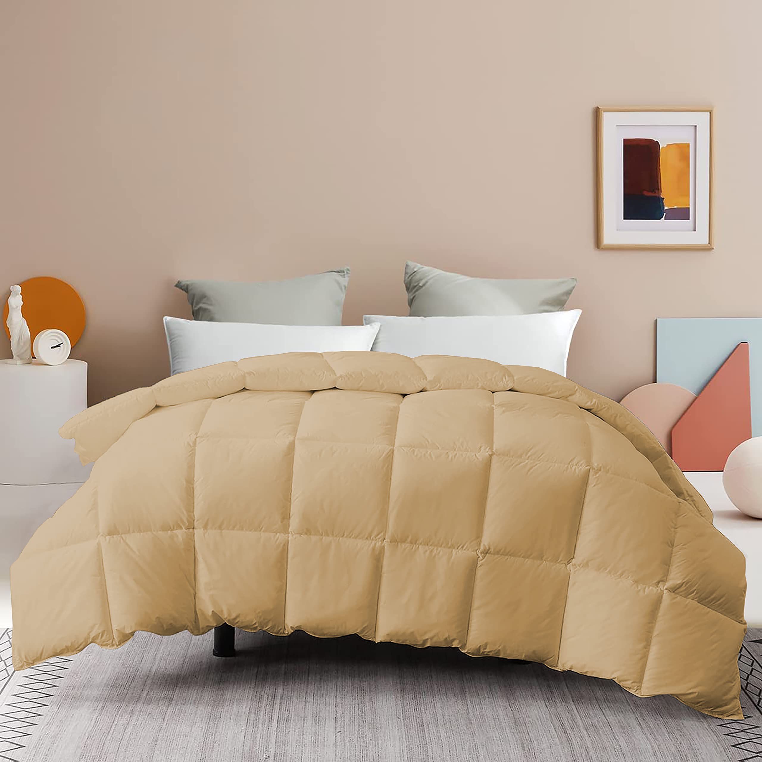 YRM Bedding's Queen Size Microfiber Comforter - 250 GSM All Weather Blanket/Quilt/Rajai (90" x 90" Inches/228cm x 228cm) - Beige-picture-10