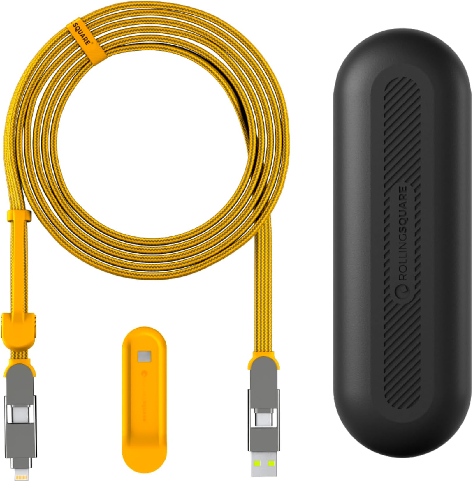 – Rolling Square inCharge XL 300cm - USB C Charger Cable, Lightning Cable for Smartphone, Universal Cable Charger 6 in 1, USB Plug, Yellow, 100W