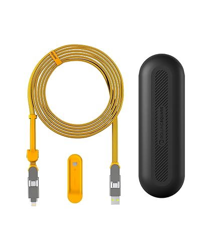 Rolling Square inCharge XL - Cable de carga múltiple 6 en 1, cable USB portátil y USB-C con potencia de carga ultra rápida de 100 W, 10 pies9.8ft,