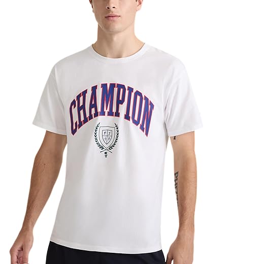 Champion Camiseta masculina clássica gráfica, arco e selo