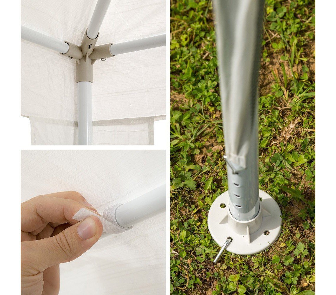 mws GR-DL-G7006 Gazebo da Giardino di Colore Bianco 3 x 3 Metri Telaio in Acciaio