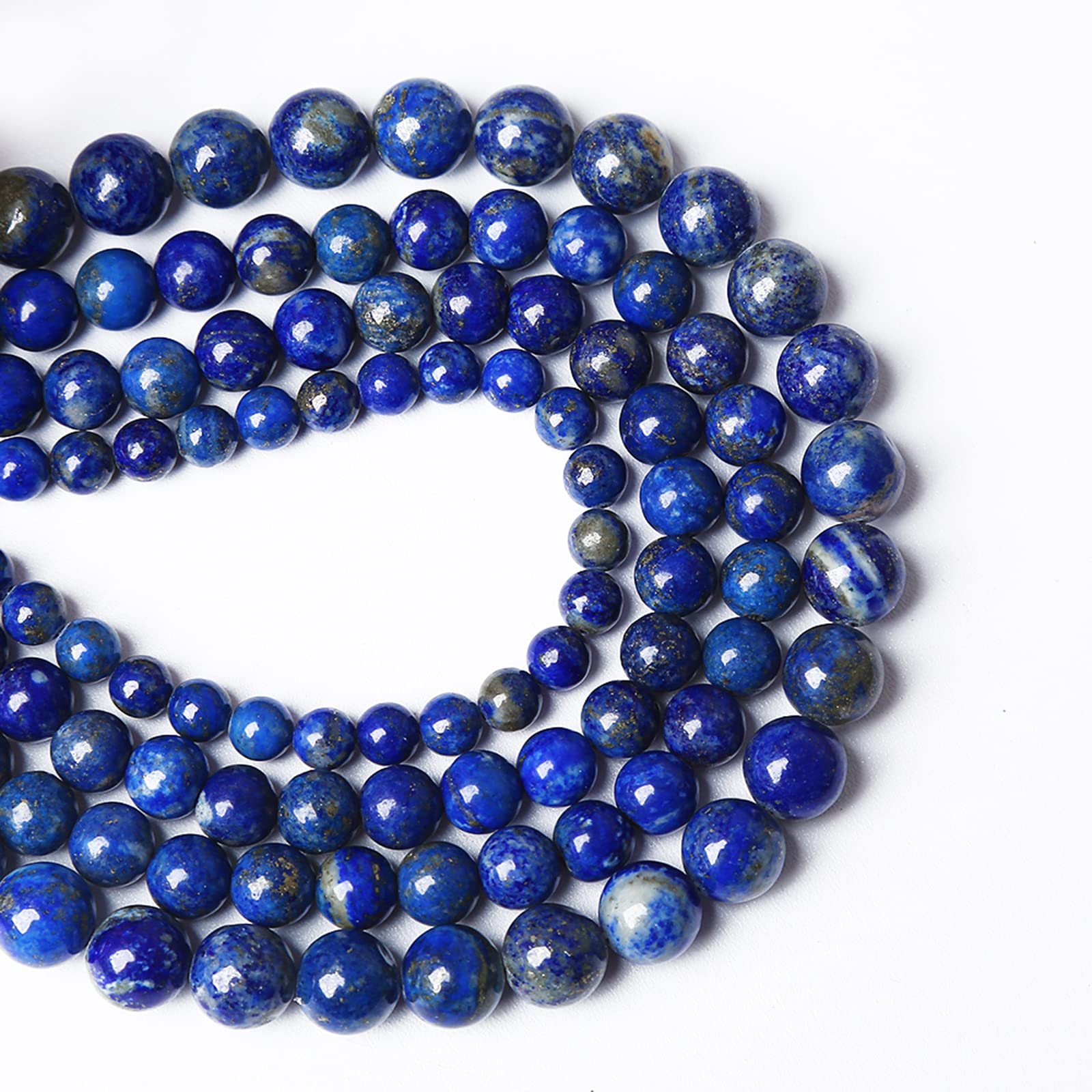 Perles Rondes En Lapis Lazuli Non Teintées De 16 Pouces Pour Bijoux Accessoires De 4, 6, 8, 10