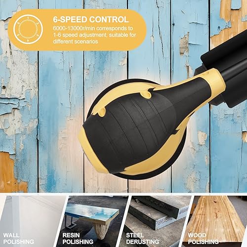 Miniatura 6 de Lijadora orbital aleatoria, lijadora de palma con cable de 2.4 amperios y 5 pulgadas, lijadora eléctrica para paneles de yeso máximo de 13000 OPM