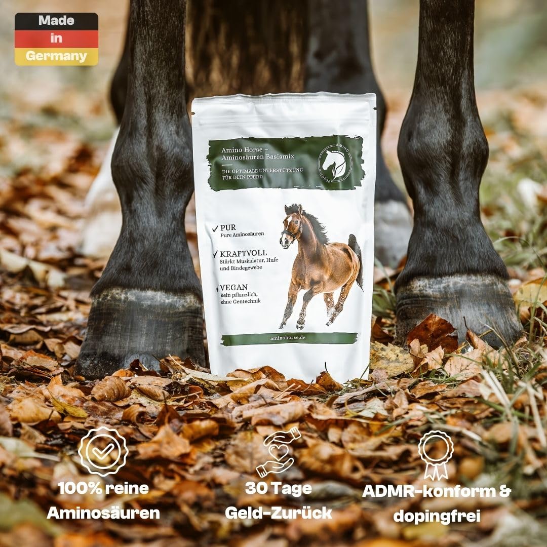 Aminosäuren Basismix für Pferde, 100% Reine dopingfreie L-Aminosäuren, 650g Monatspackung
