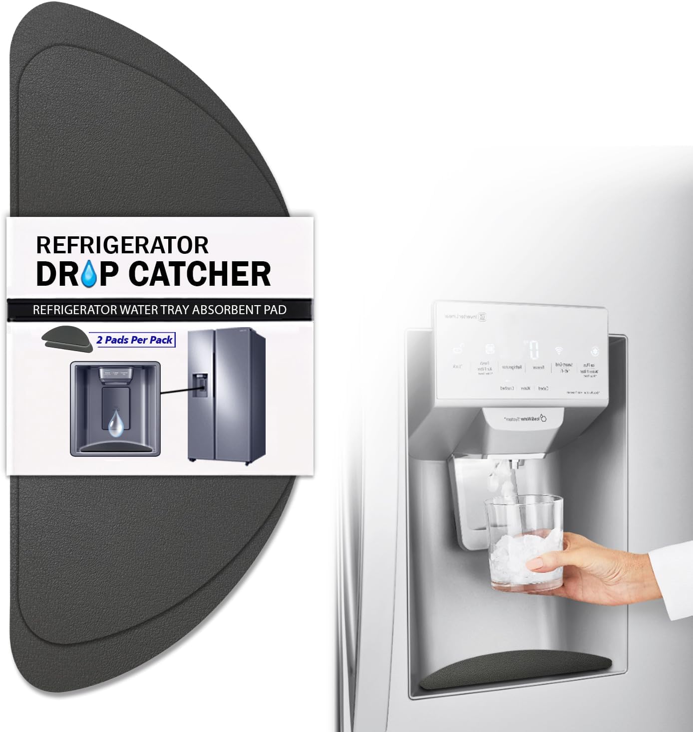 Refrigerator Drip Catcher for Water Tray, Absorbent Pad for Refrigerator Drip Tray, Protects Water Spills, No More Water Stains (Semi-Circular) Refrigerator Drip Catcher for Water Tray, Absorbent Pad for Refrigerator Drip Tray, Protects Water Spills, No More Water Stains (Semi-Circular)