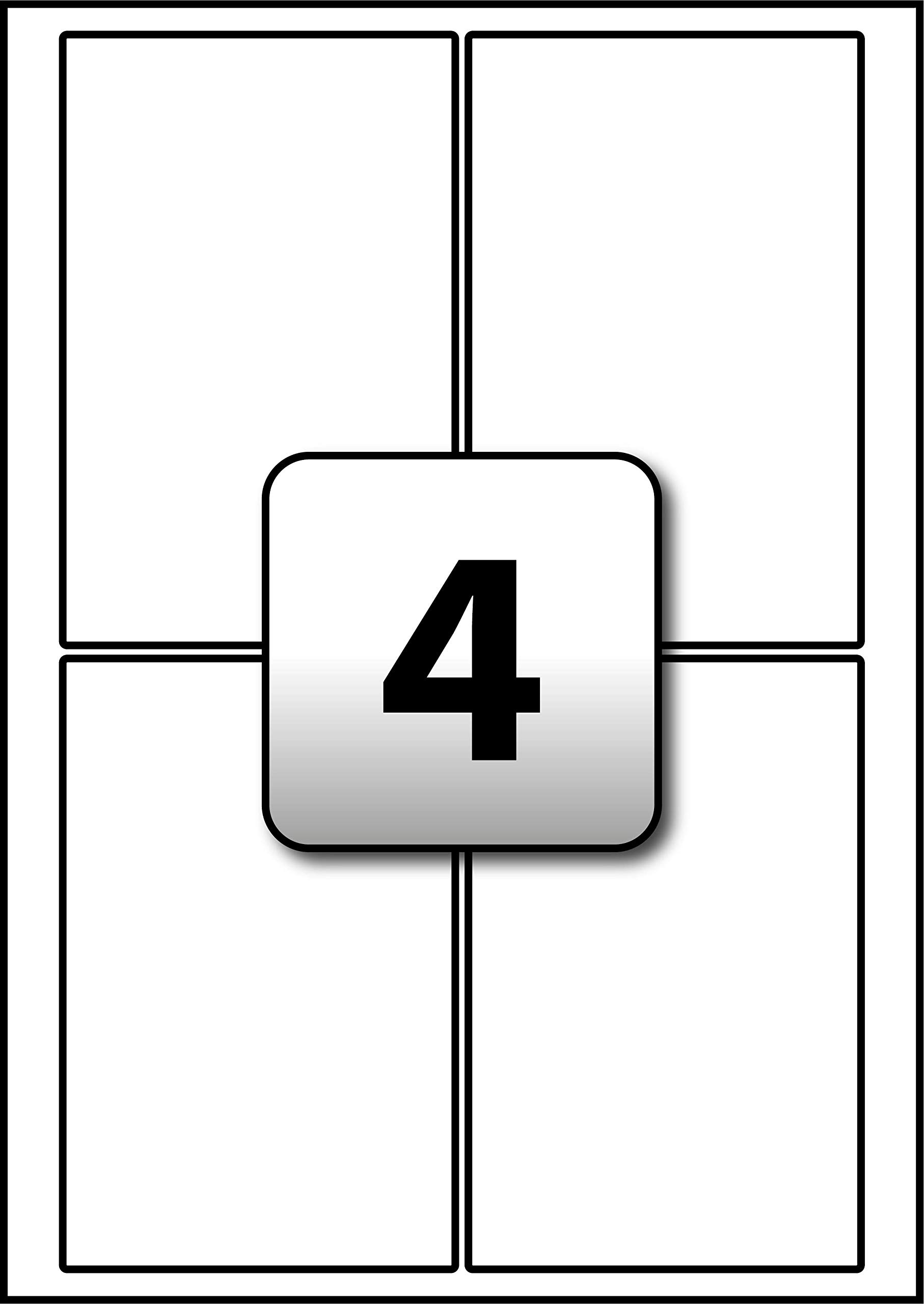 indigo® Multipurpose White A4 Labels - 100 Sheets per Box - Inkjet, Laser, and Copier (4 Label Per Sheet (139 x 99.1mm))