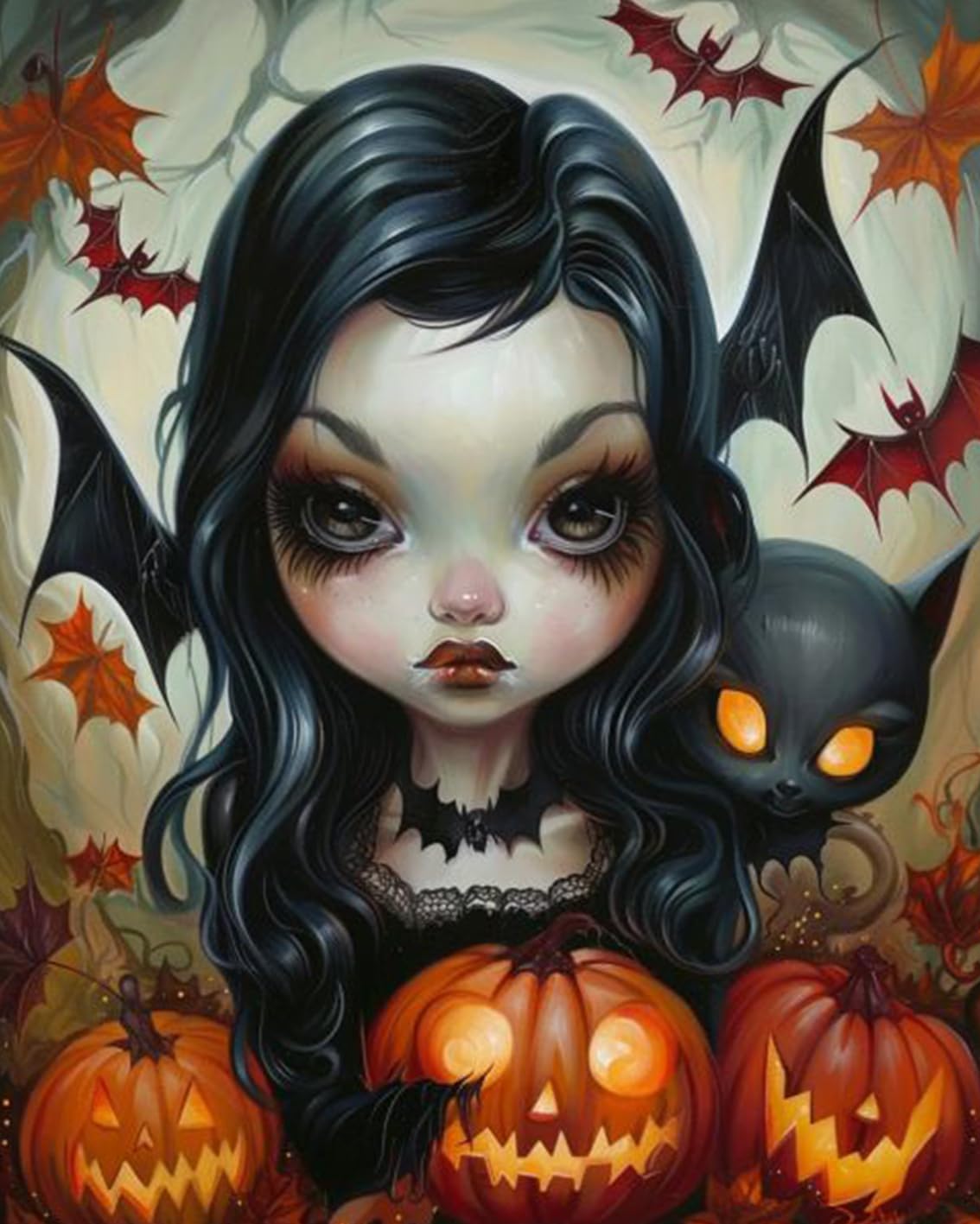 Little Devil Girl Painting Paint by Numbers Kits 16×20 inch Canvas Halloween Pumpkin Bat Girl DIY Oil Painting for Kids, Adults Beginner with Brushes Acrylic Pigment Drawings Gift(without Frame) Little Devil Girl Painting Paint by Numbers Kits 16×20 inch Canvas Halloween Pumpkin Bat Girl DIY Oil Painting for Kids, Adults Beginner with Brushes Acrylic Pigment Drawings Gift(without Frame)