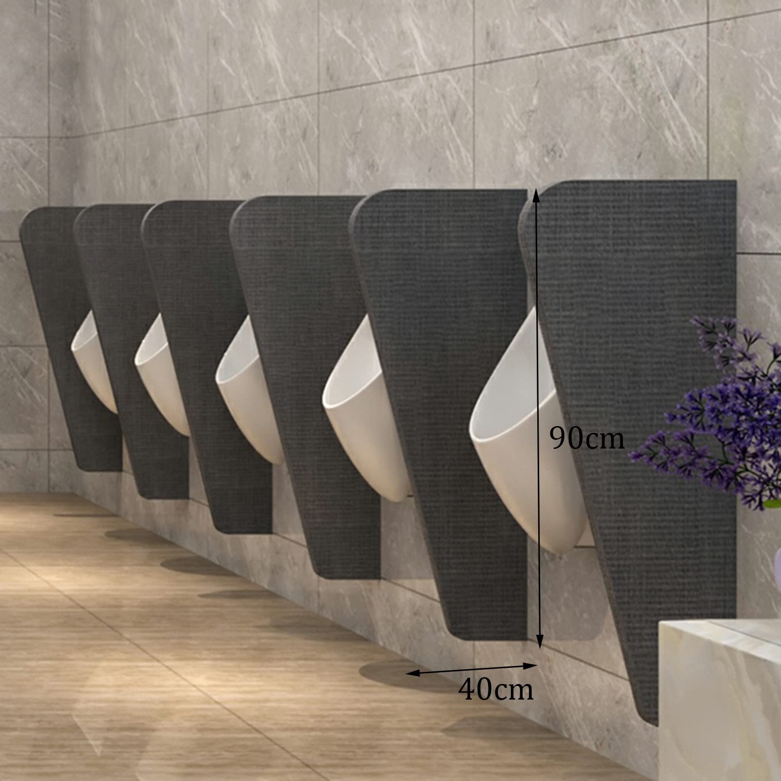 Cloisons d'urinoir étanches - Ensemble de 4 cloisons murales en Bois Noires pour Solutions d'hygiène et de santé publique. Panneaux de confidentialité.