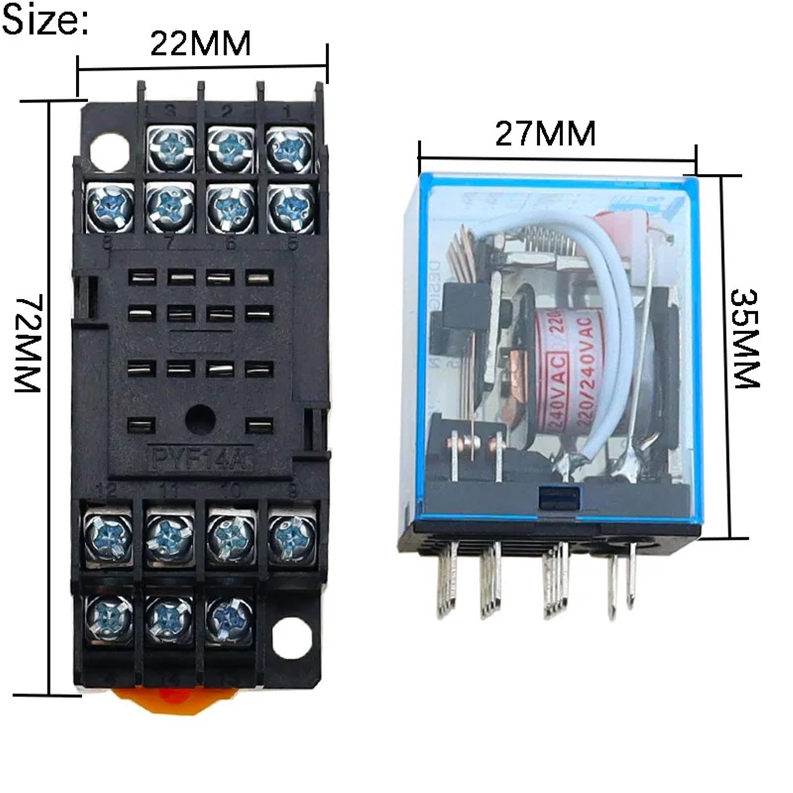10 STÜCKE MY4NJ DC/AC 12 V 24 V 36 V 48 V 110 V 220 V Spule 5A Leistungsrelais Schiene 14 Pin Zeitrelais mit Sockelsockel
