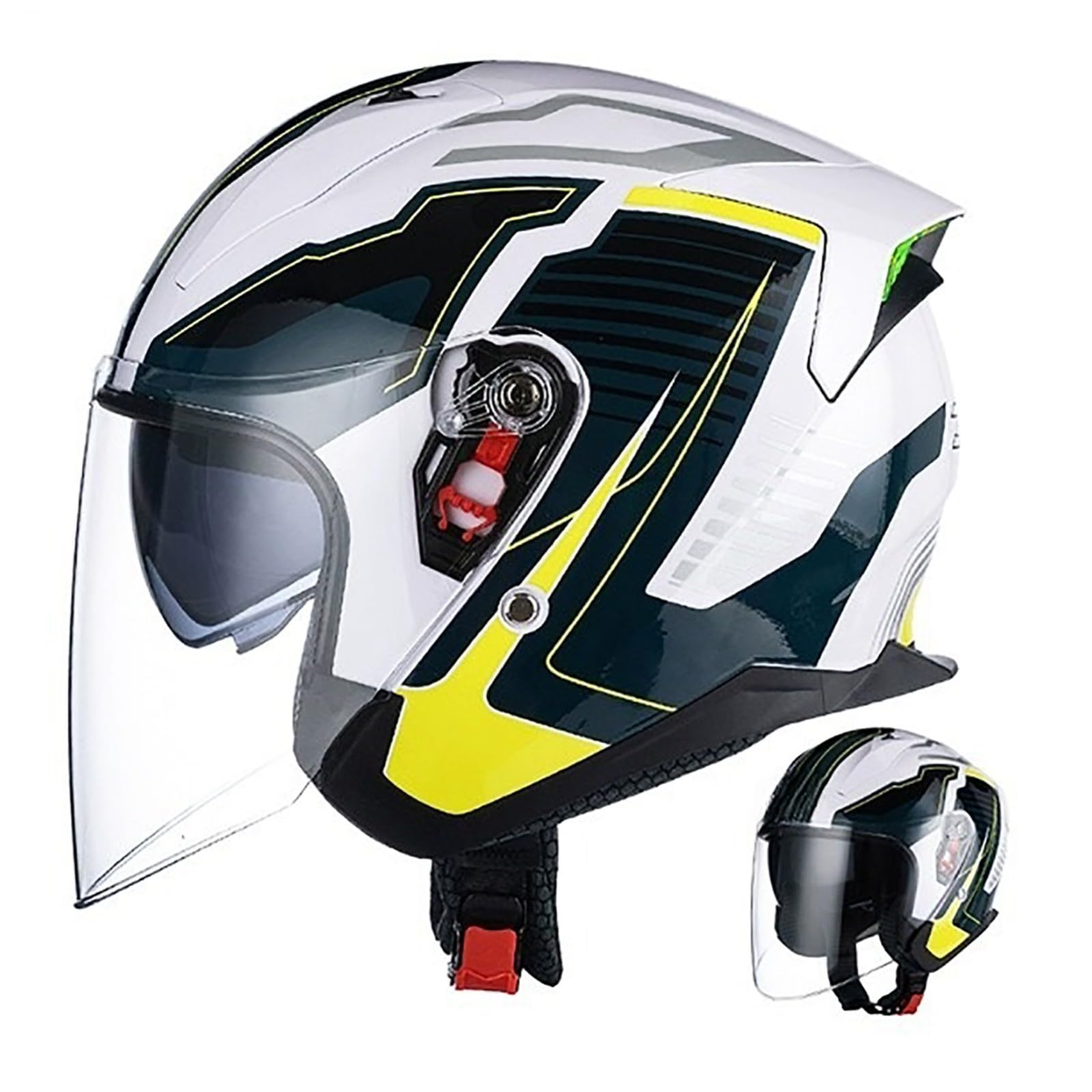 Otwarty kask motocyklowy z podwójnym wizjerem, kask na skuter, motorower, do jazdy po mieście, uniseks